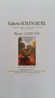 Affiche pour l'exposition <strong><em>Henry Lejeune</em></strong> , à la Galerie Echancrure (Bruxelles) , du 24 avril au 16 mai 1991.